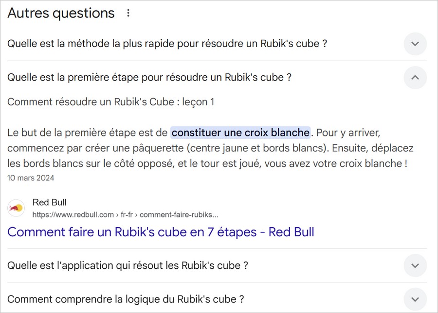 Exemple de bloc Autres questions posées
